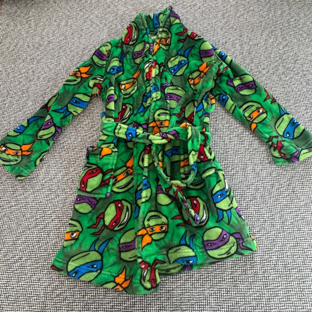 Nickelodeon Teenage Mutant Ninja Turtles Boys Green Fleece Robe Size L 10 TMNT